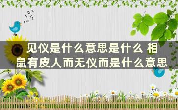 见仪是什么意思是什么 相鼠有皮人而无仪而是什么意思